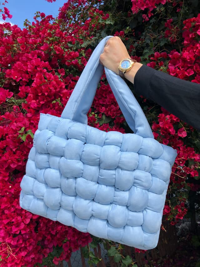 Oversized woven tote bag